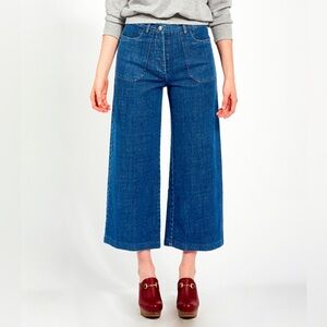 Loup Wide-Leg Cropped Jeans in Denim Blue